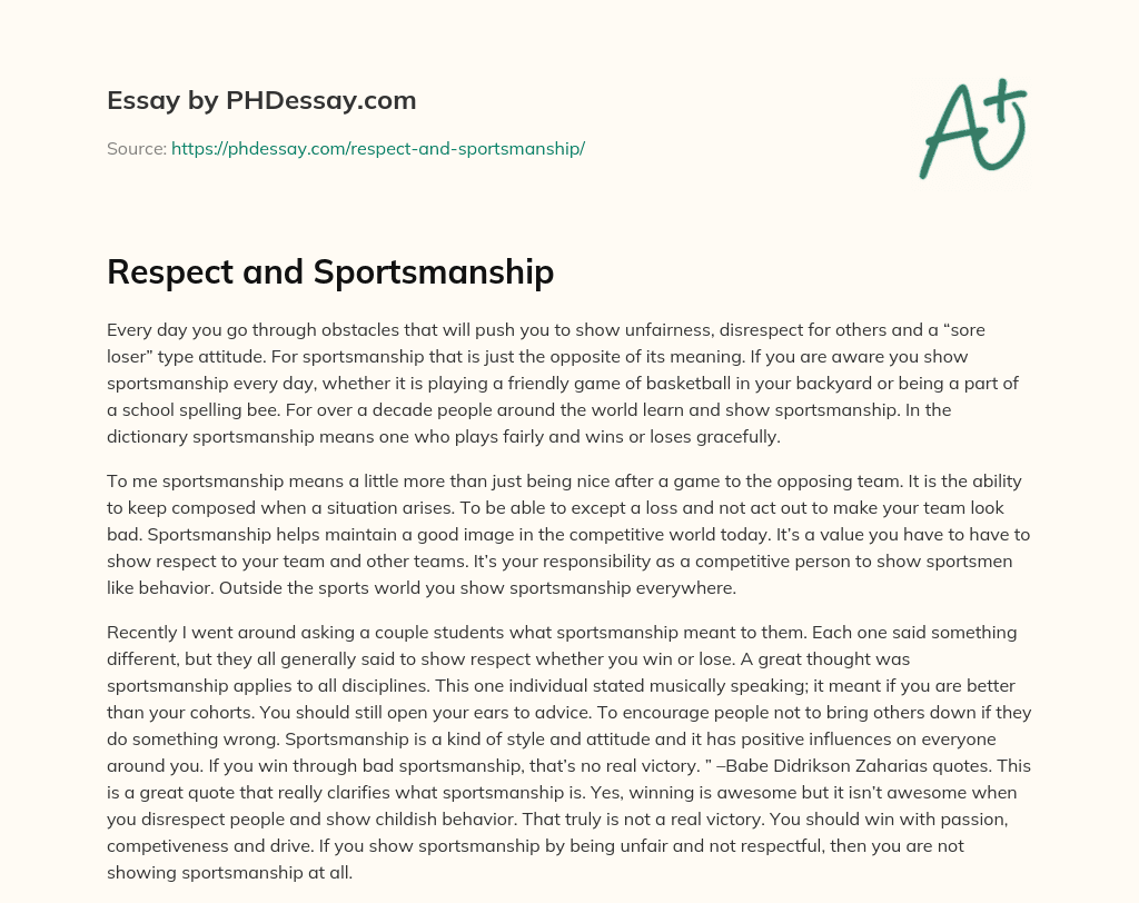 Respect and Sportsmanship essay