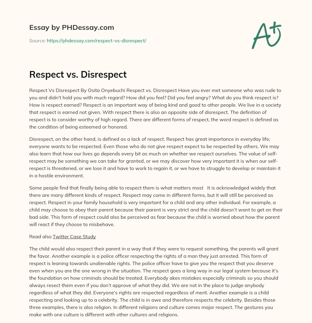 500 word essay on disrespect