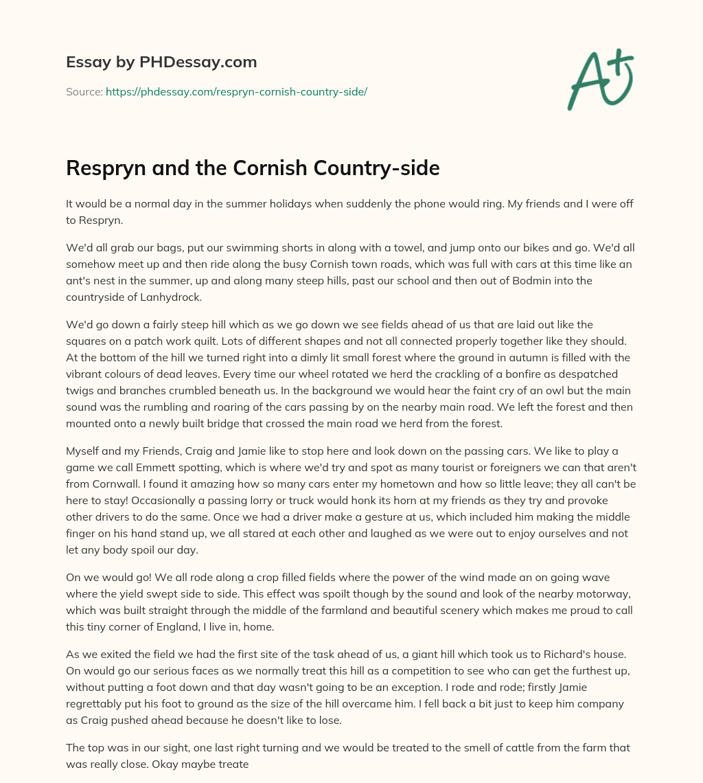 Respryn and the Cornish Country-side essay