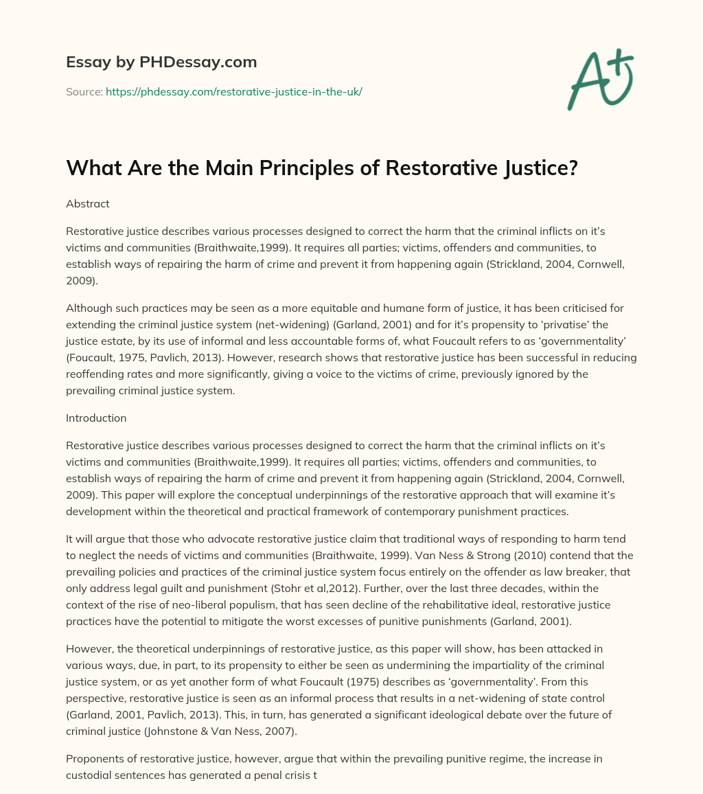 restorative justice essay questions