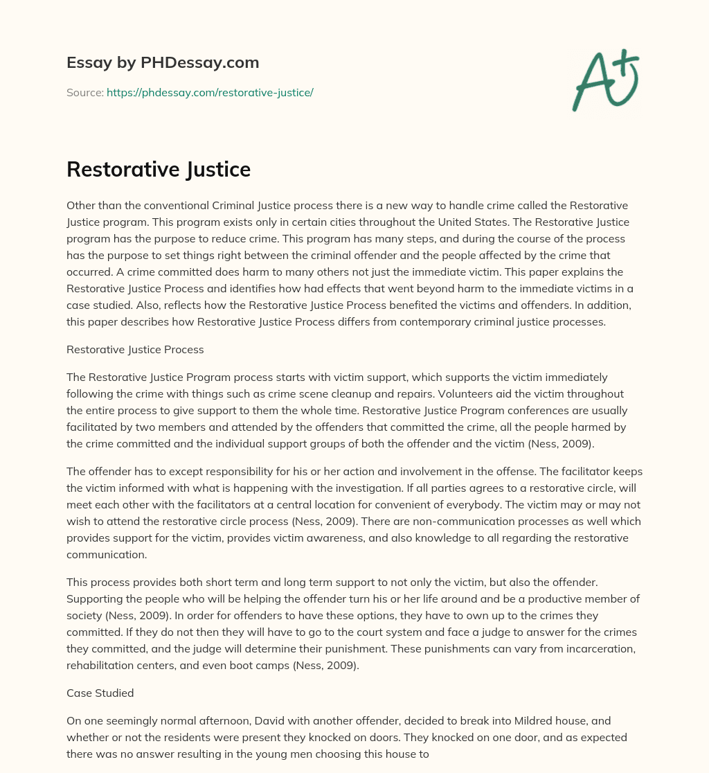 Restorative Justice essay