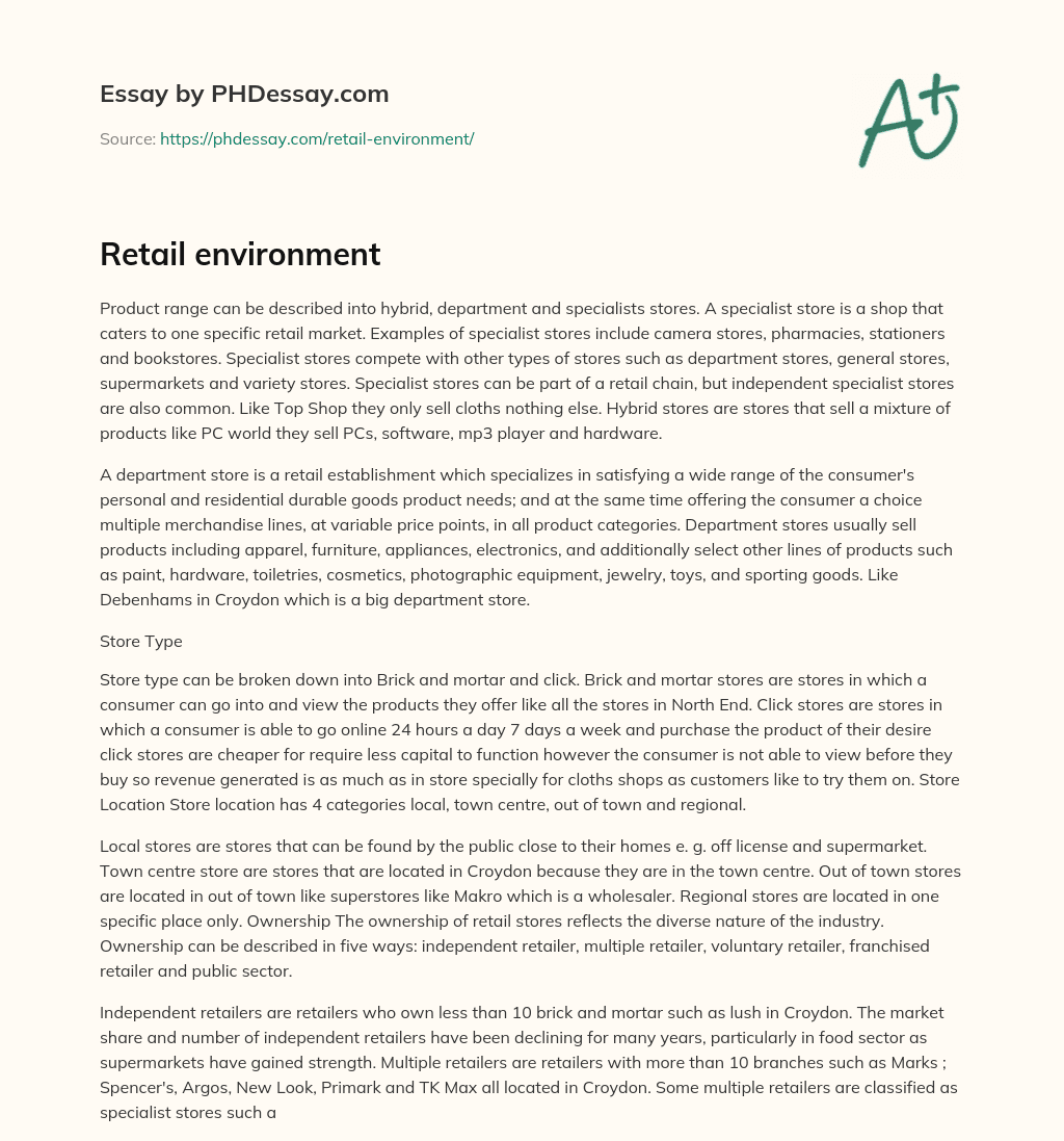 Retail environment essay