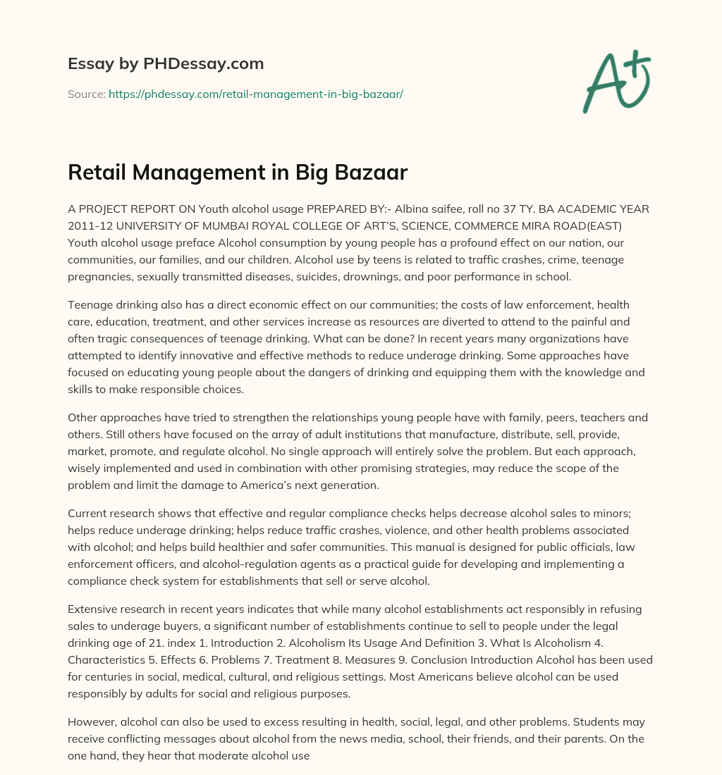 Retail Management in Big Bazaar essay