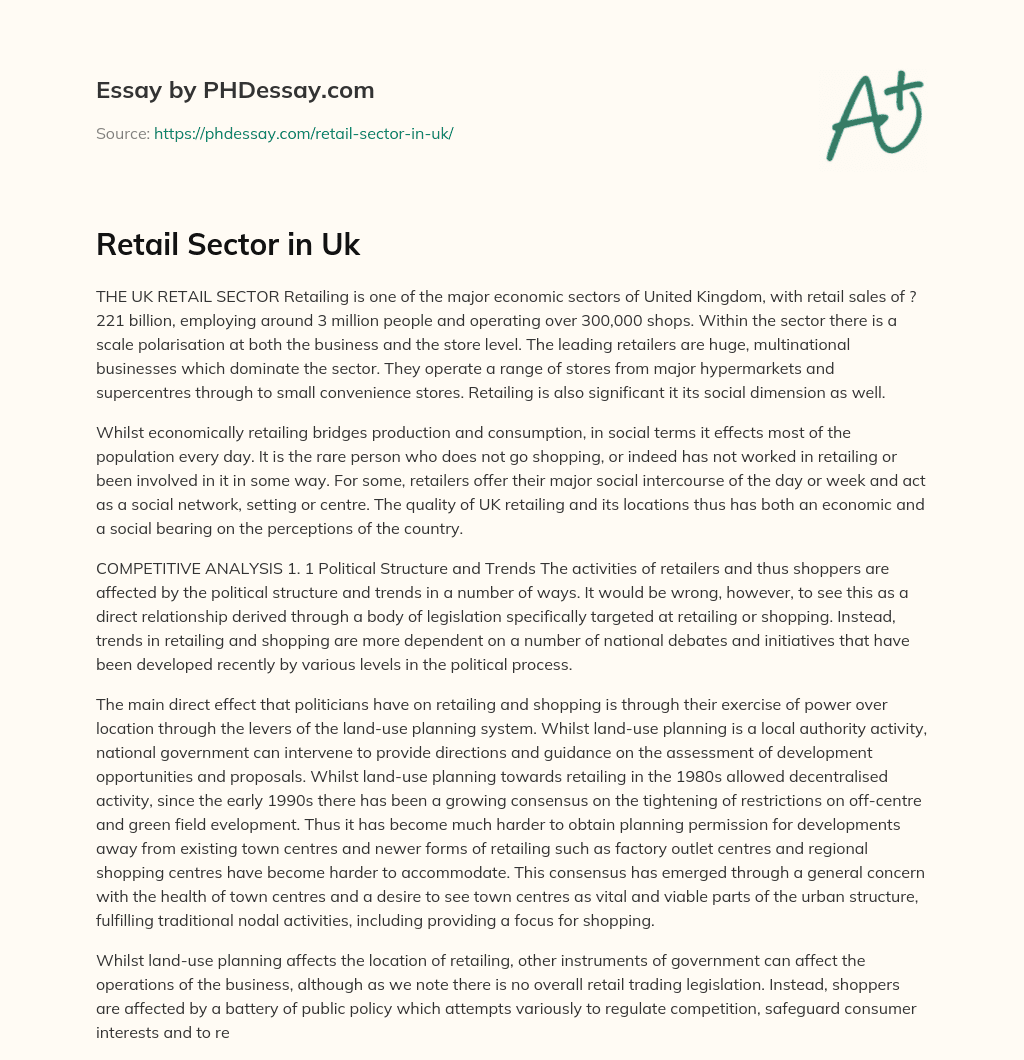 Retail Sector in Uk essay