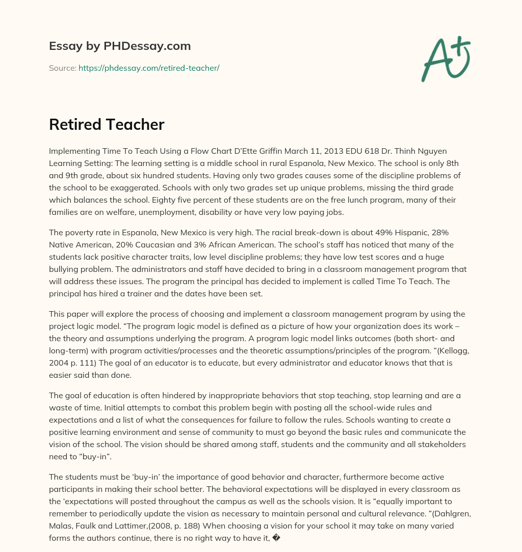 Retired Teacher essay