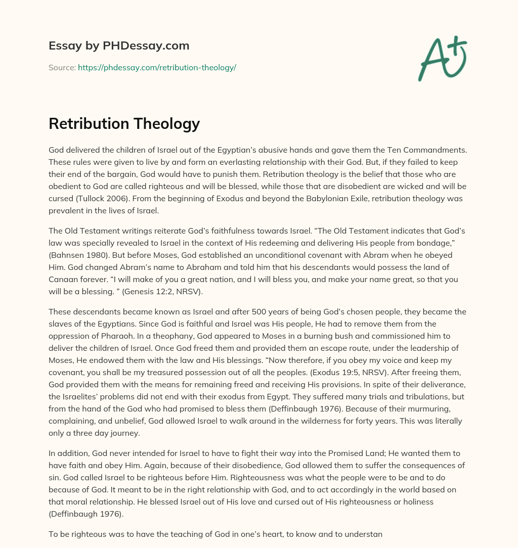 Retribution Theology essay