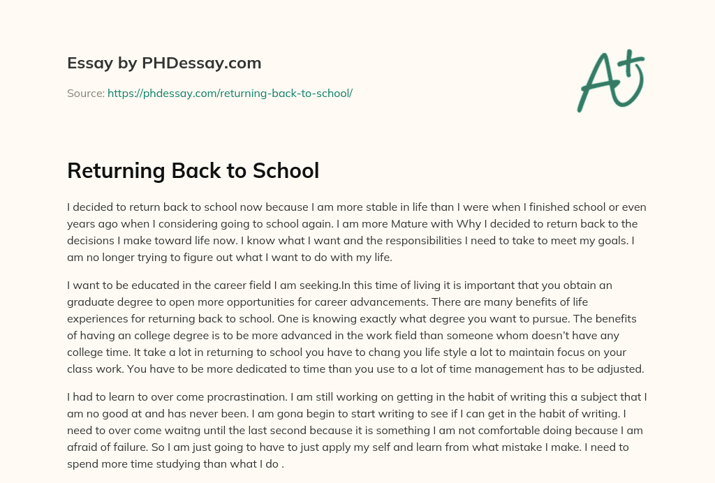 essays on adults going back to school