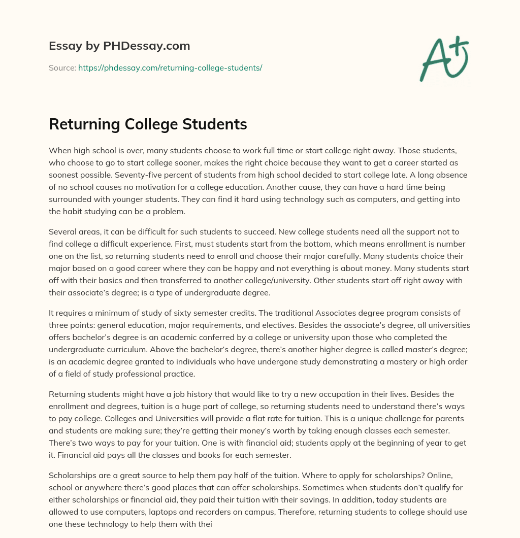 Returning College Students essay