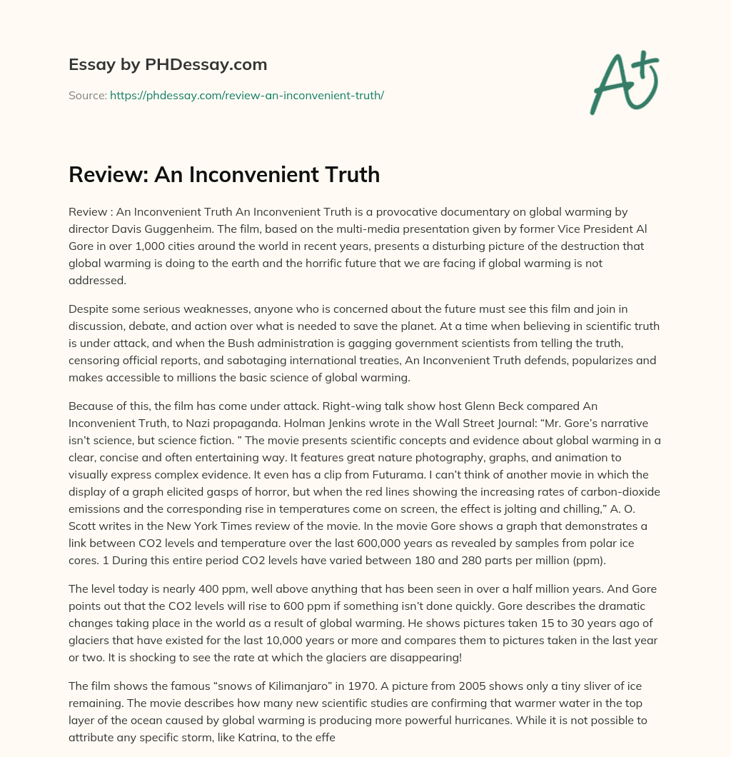 Review: An Inconvenient Truth essay