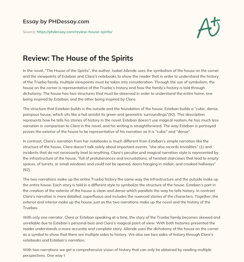 Review: The House of the Spirits essay