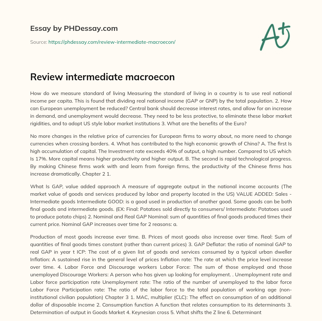 Review intermediate macroecon essay