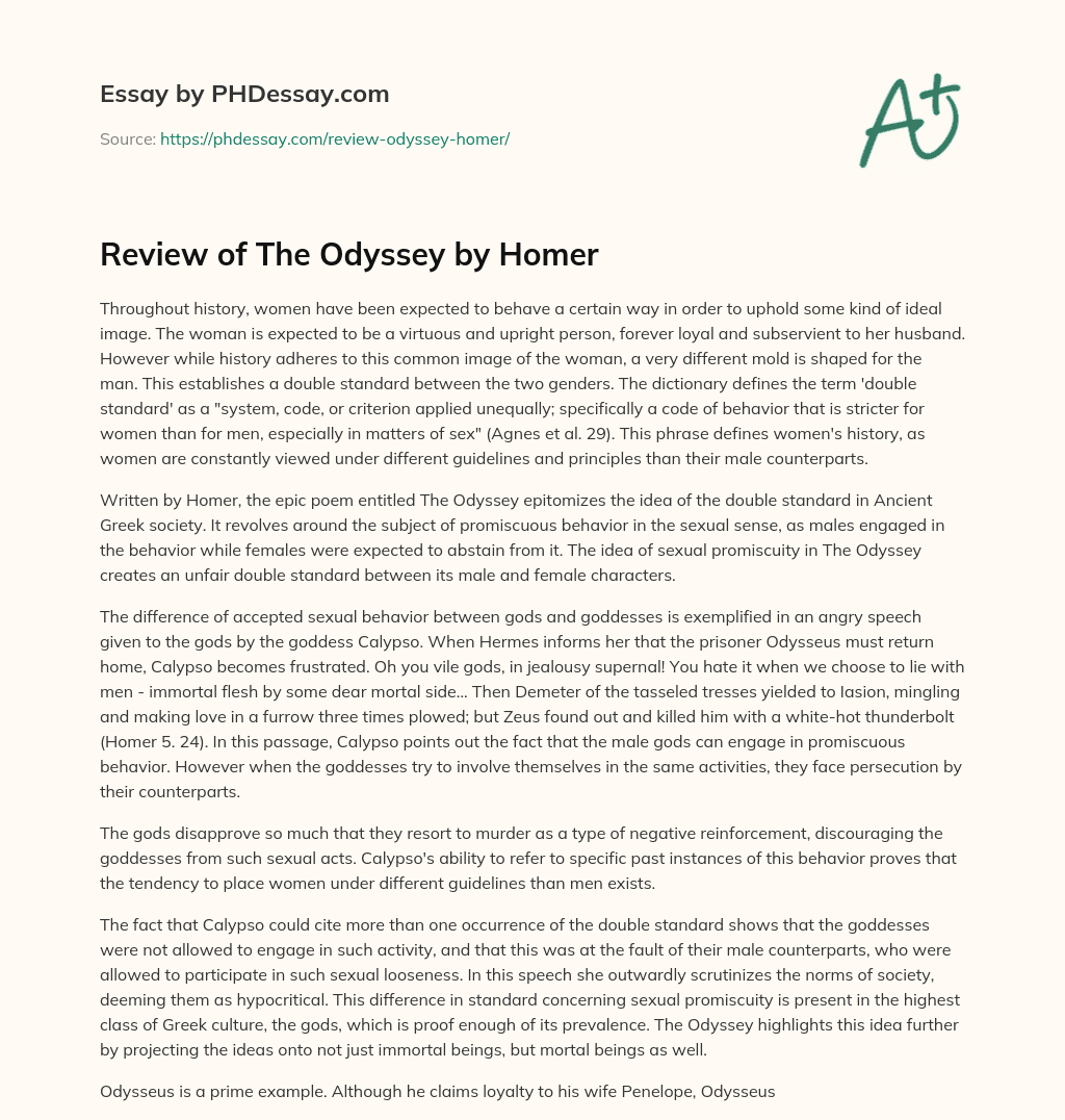 Review of The Odyssey by Homer essay