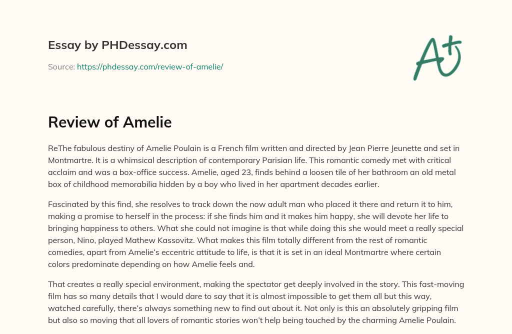 Review of Amelie essay