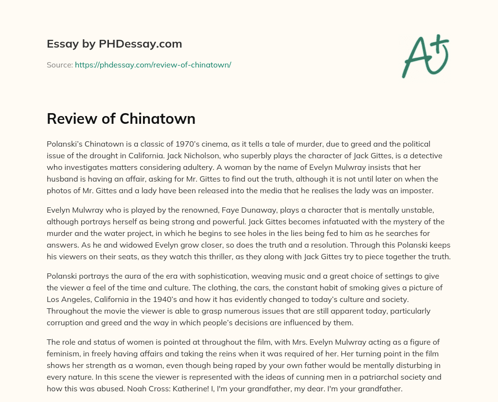 Review of Chinatown essay