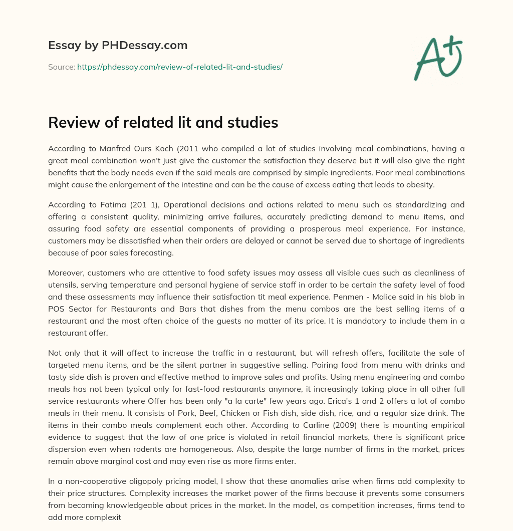 Review of related lit and studies essay