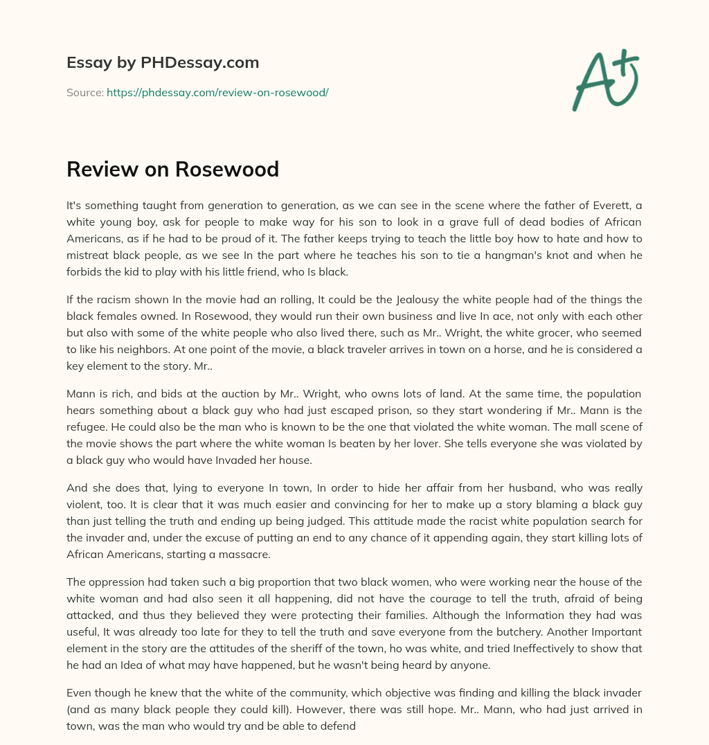 Review on Rosewood essay