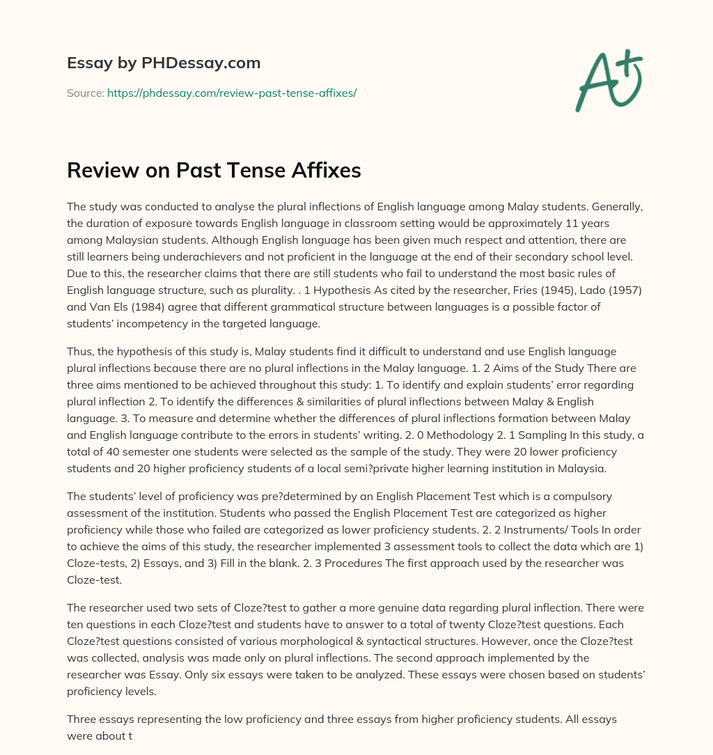 Review on Past Tense Affixes essay