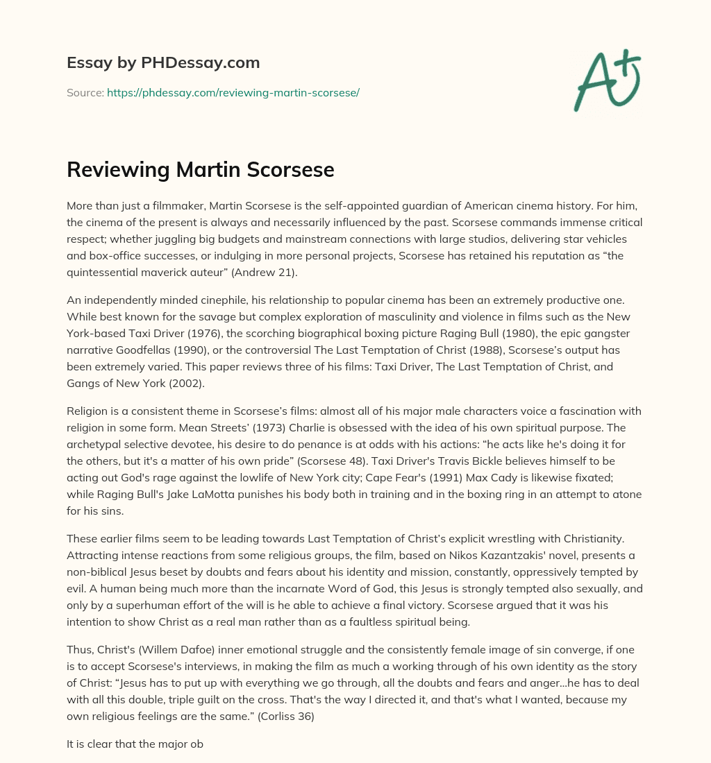 Reviewing Martin Scorsese essay