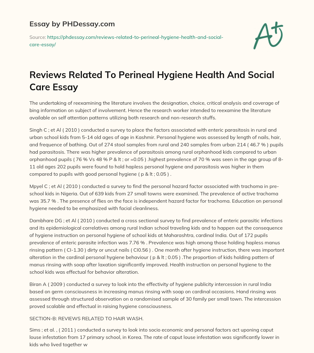 Reviews Related To Perineal Hygiene Health And Social Care Essay essay