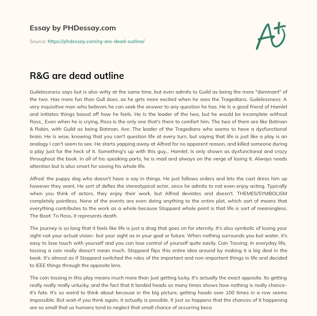 R&G are dead outline essay