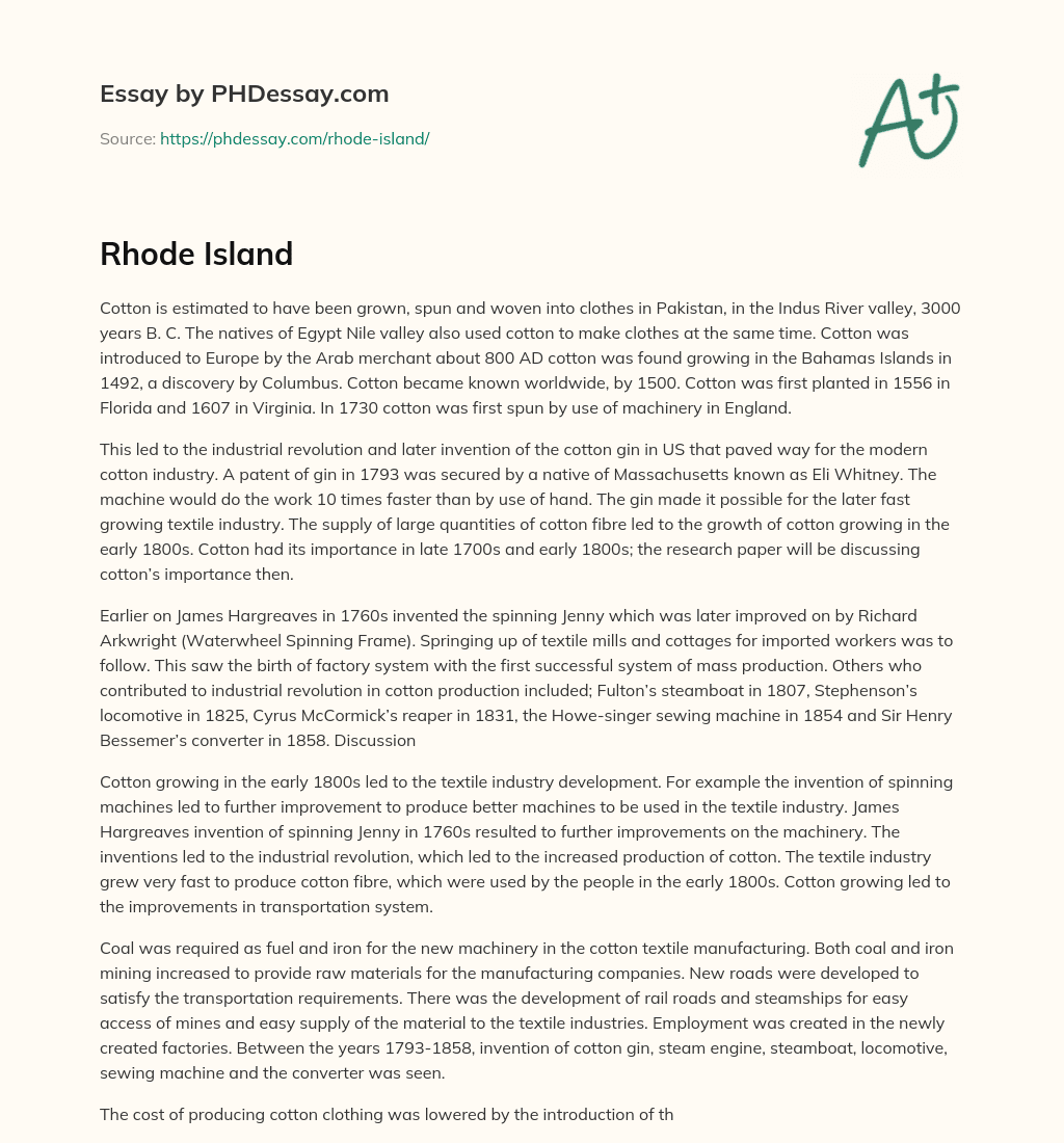 Rhode Island essay