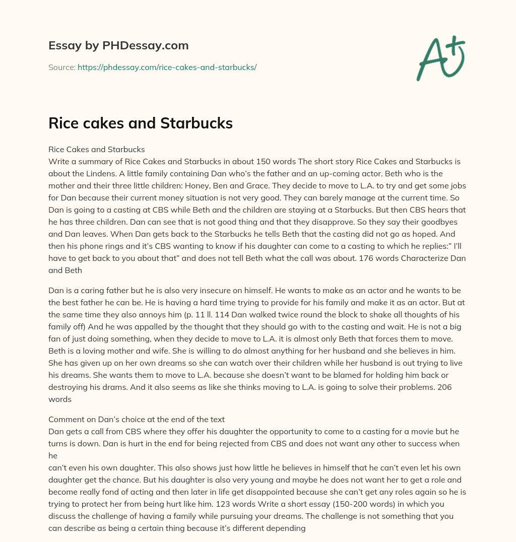 Rice cakes and Starbucks essay