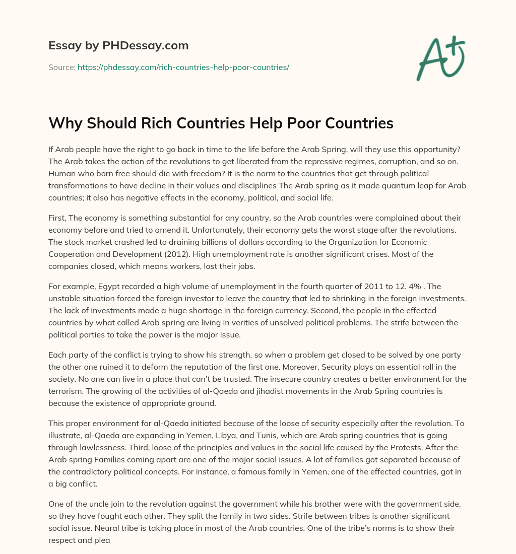 essay helping poor countries