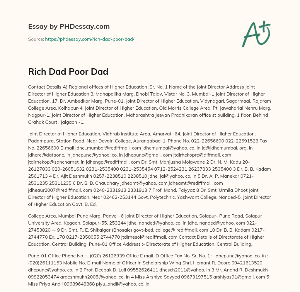Rich Dad Poor Dad essay