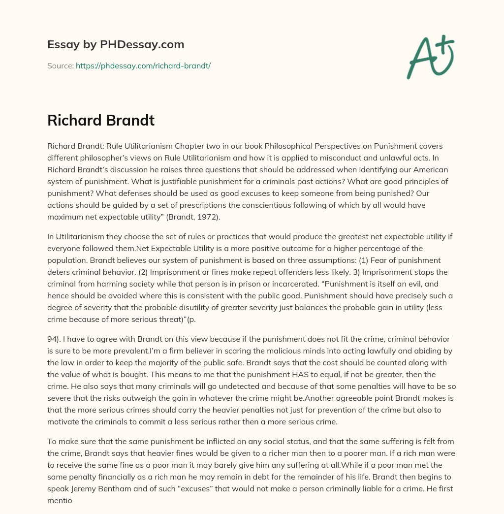 Richard Brandt essay