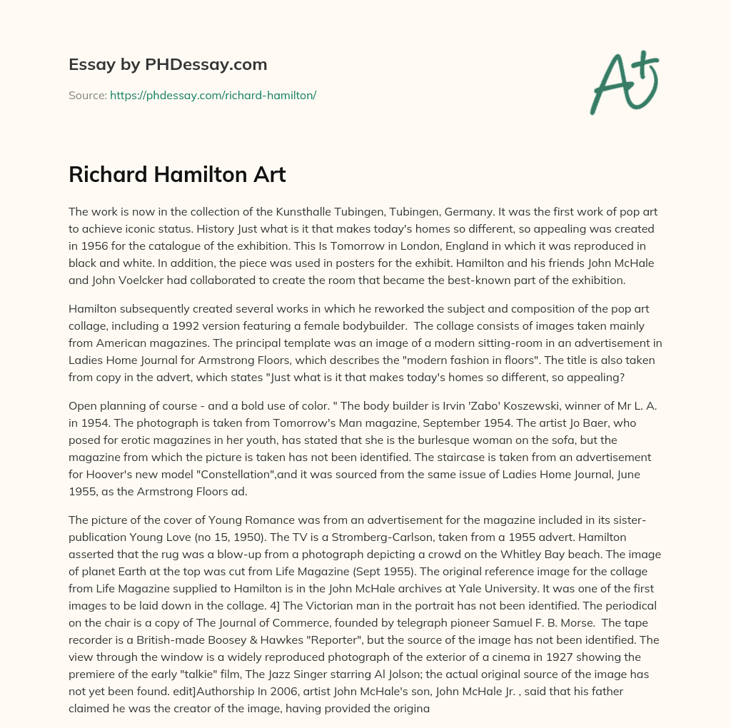 Richard Hamilton Art essay