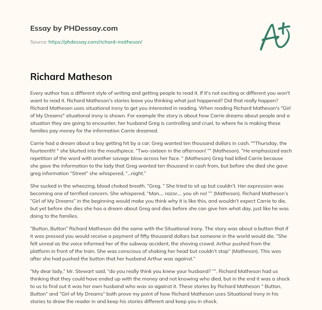 Richard Matheson essay