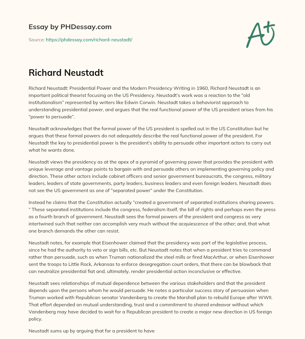 Richard Neustadt essay
