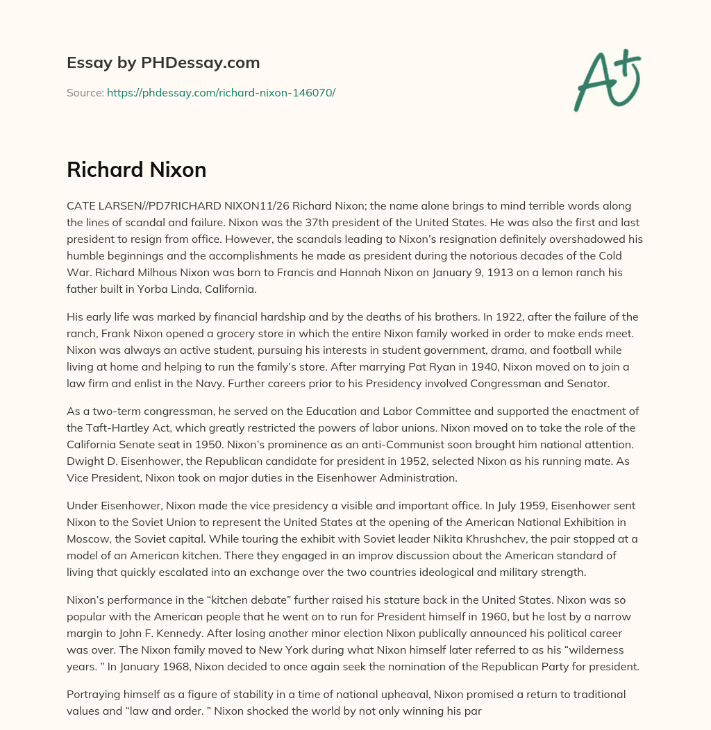 Richard Nixon essay