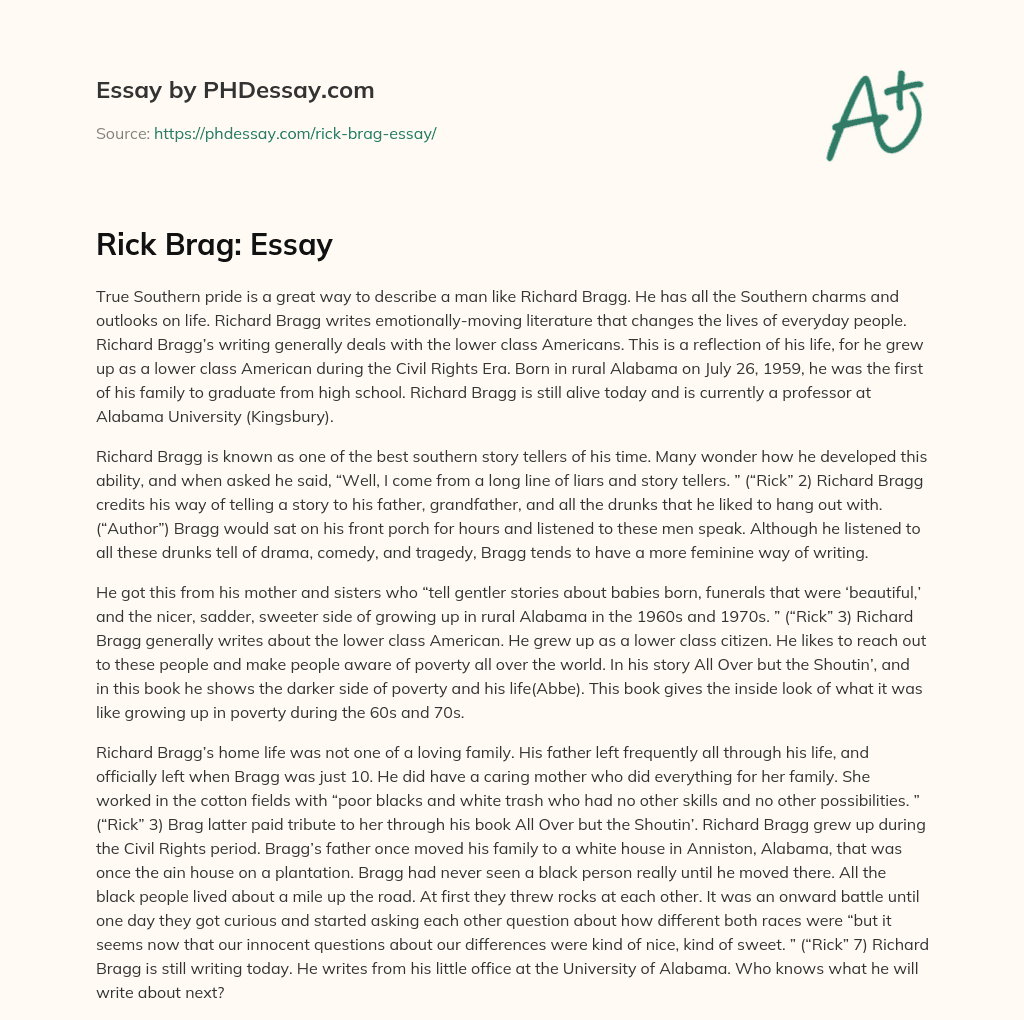 Rick Brag: Essay essay