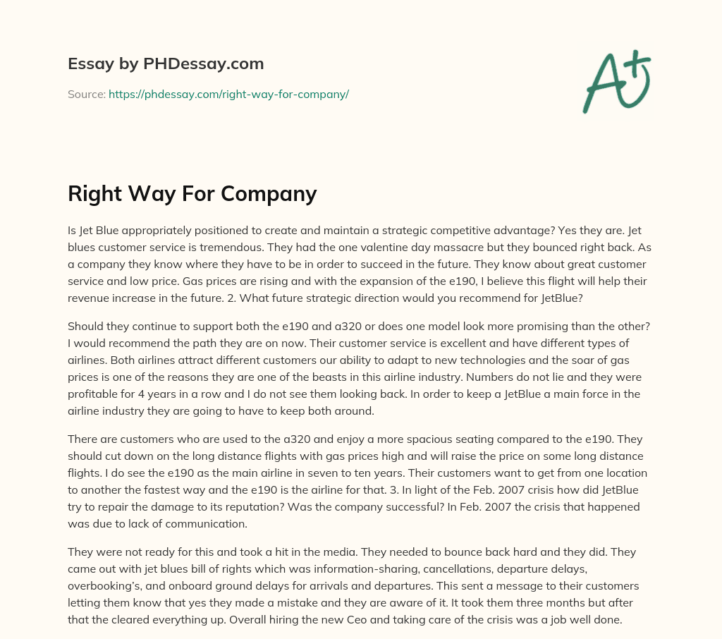 Right Way For Company essay