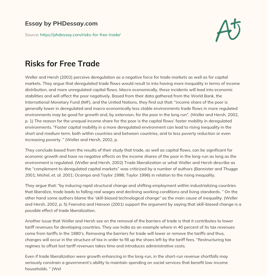 Risks for Free Trade essay