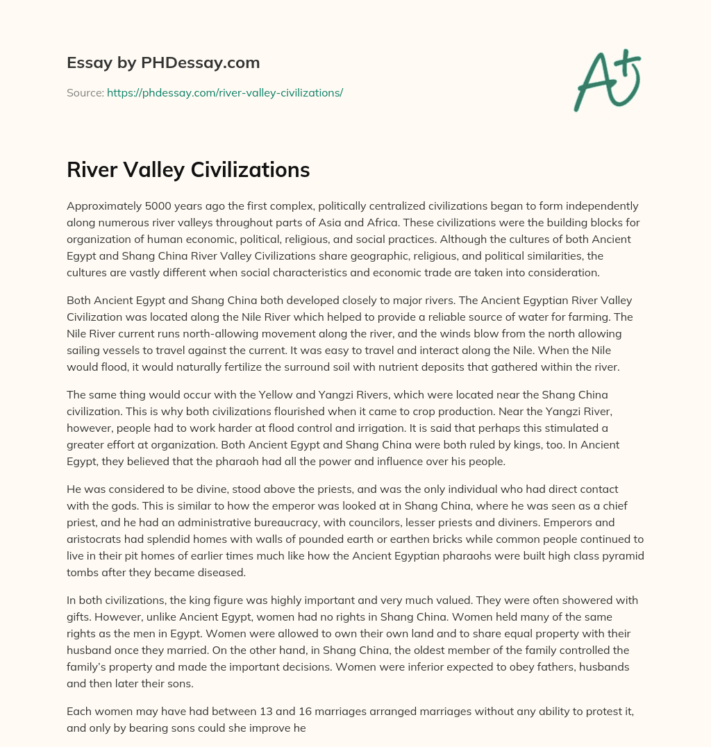 River Valley Civilizations essay
