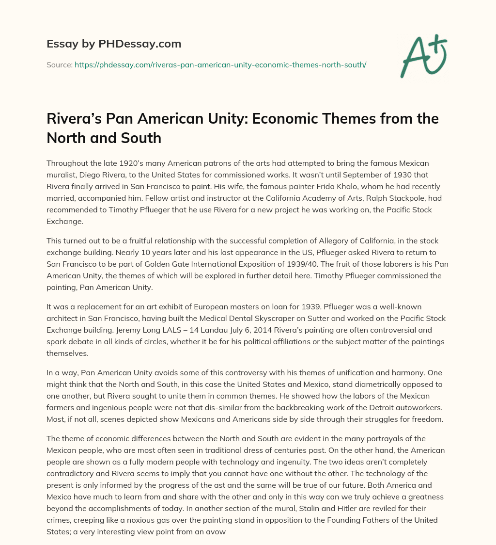 Rivera’s Pan American Unity: Economic Themes from the North and South essay