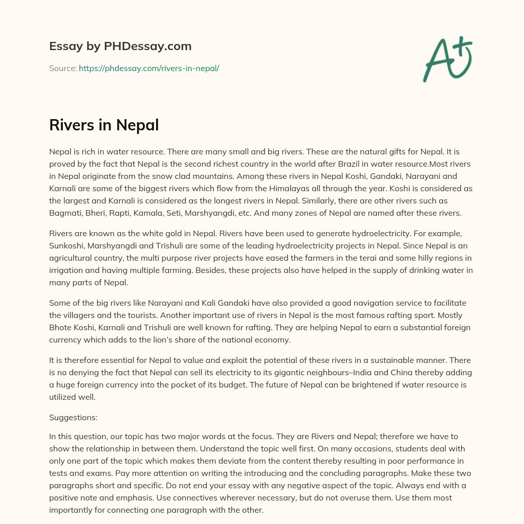 Rivers in Nepal essay