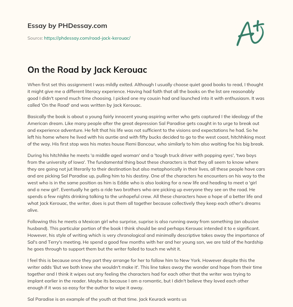 On the Road by Jack Kerouac essay