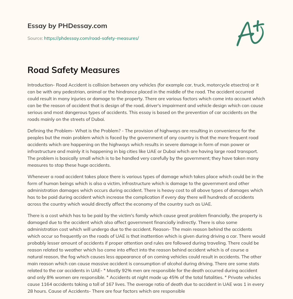 essay about safety measures