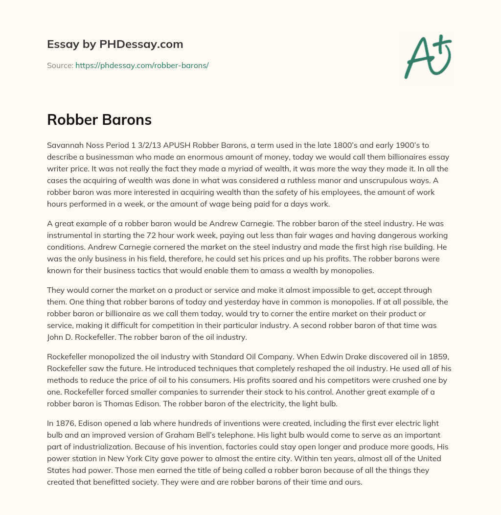 Robber Barons essay