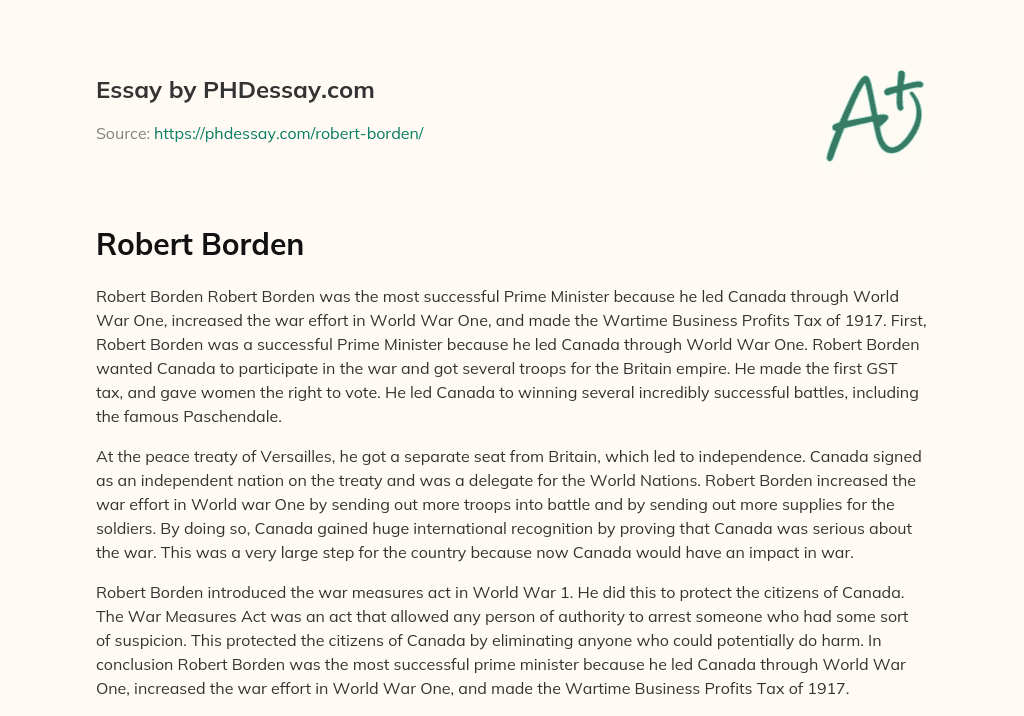 Robert Borden essay