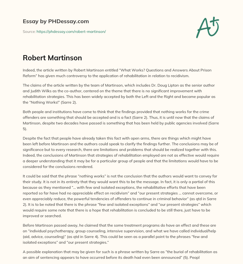 Robert Martinson essay