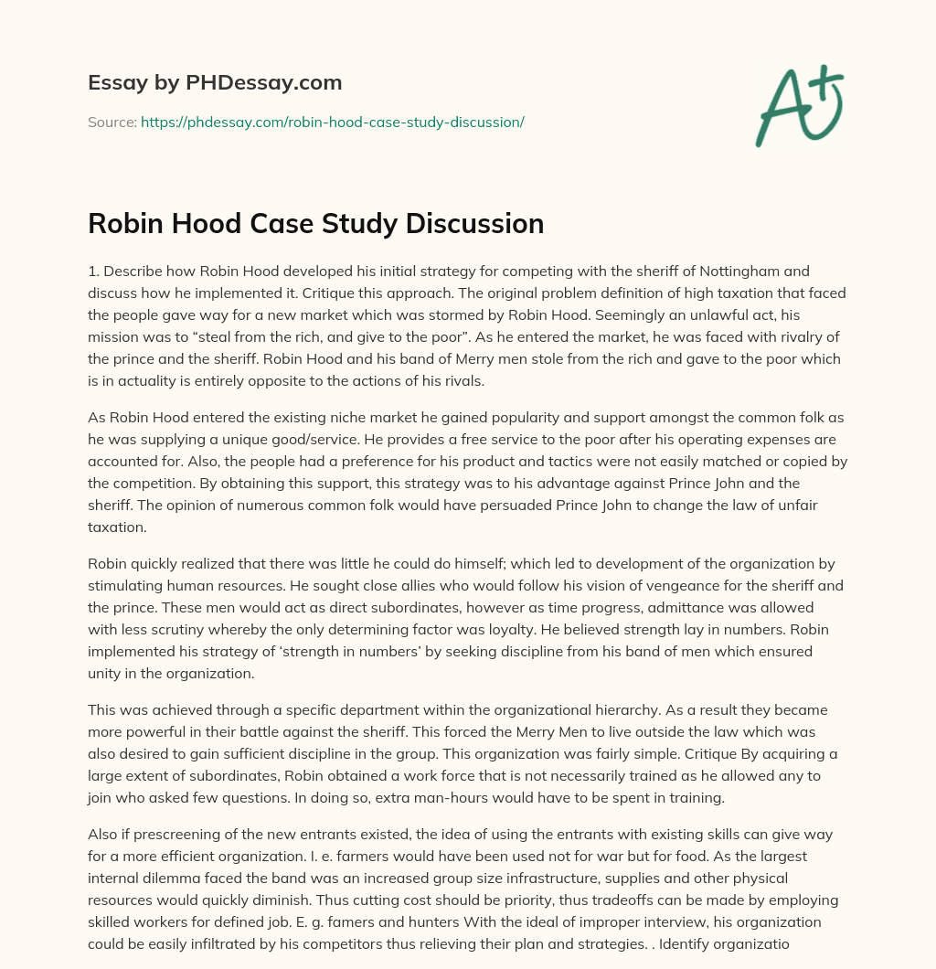 robin hood summary essay 200 words