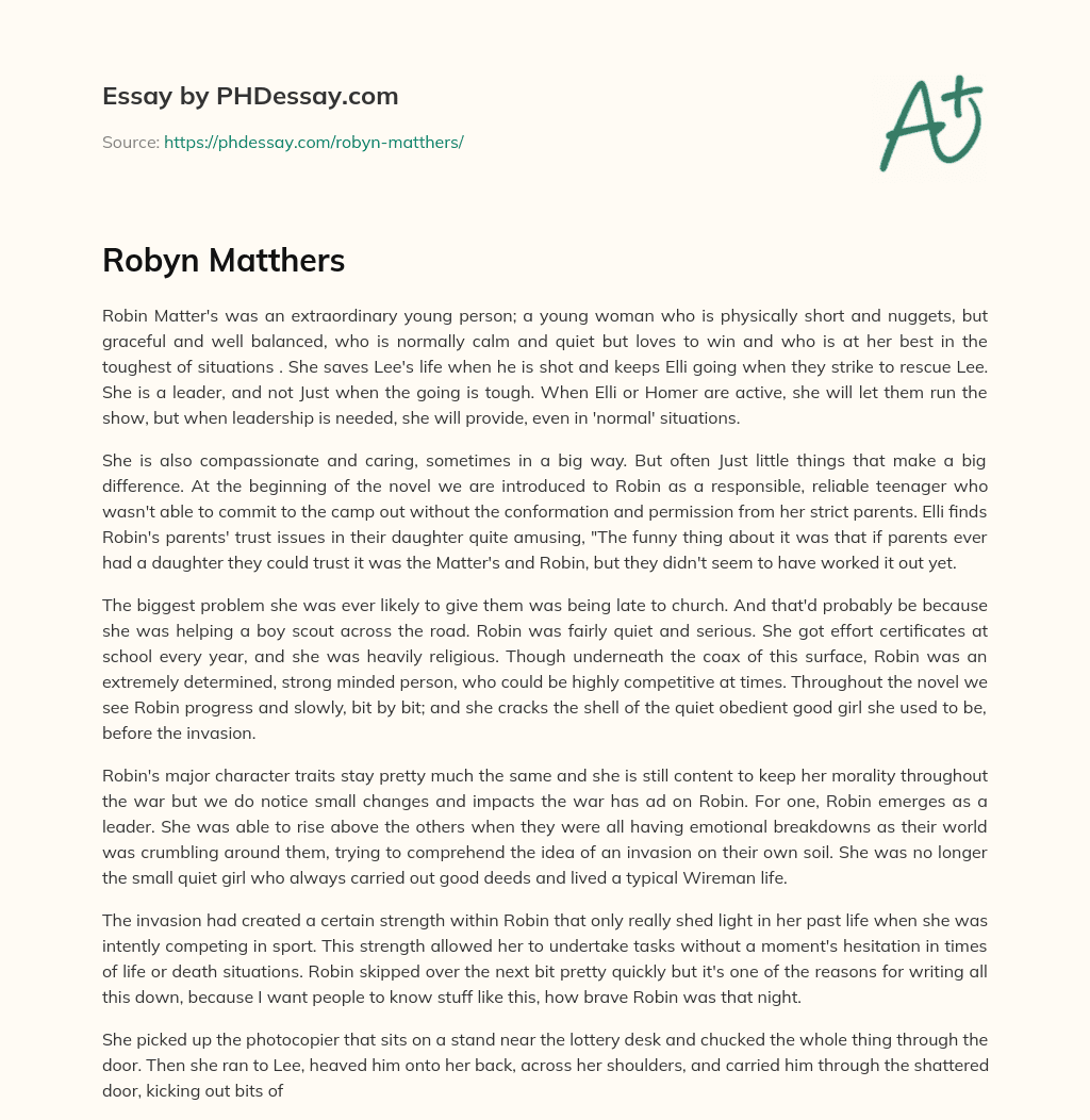 Robyn Matthers essay