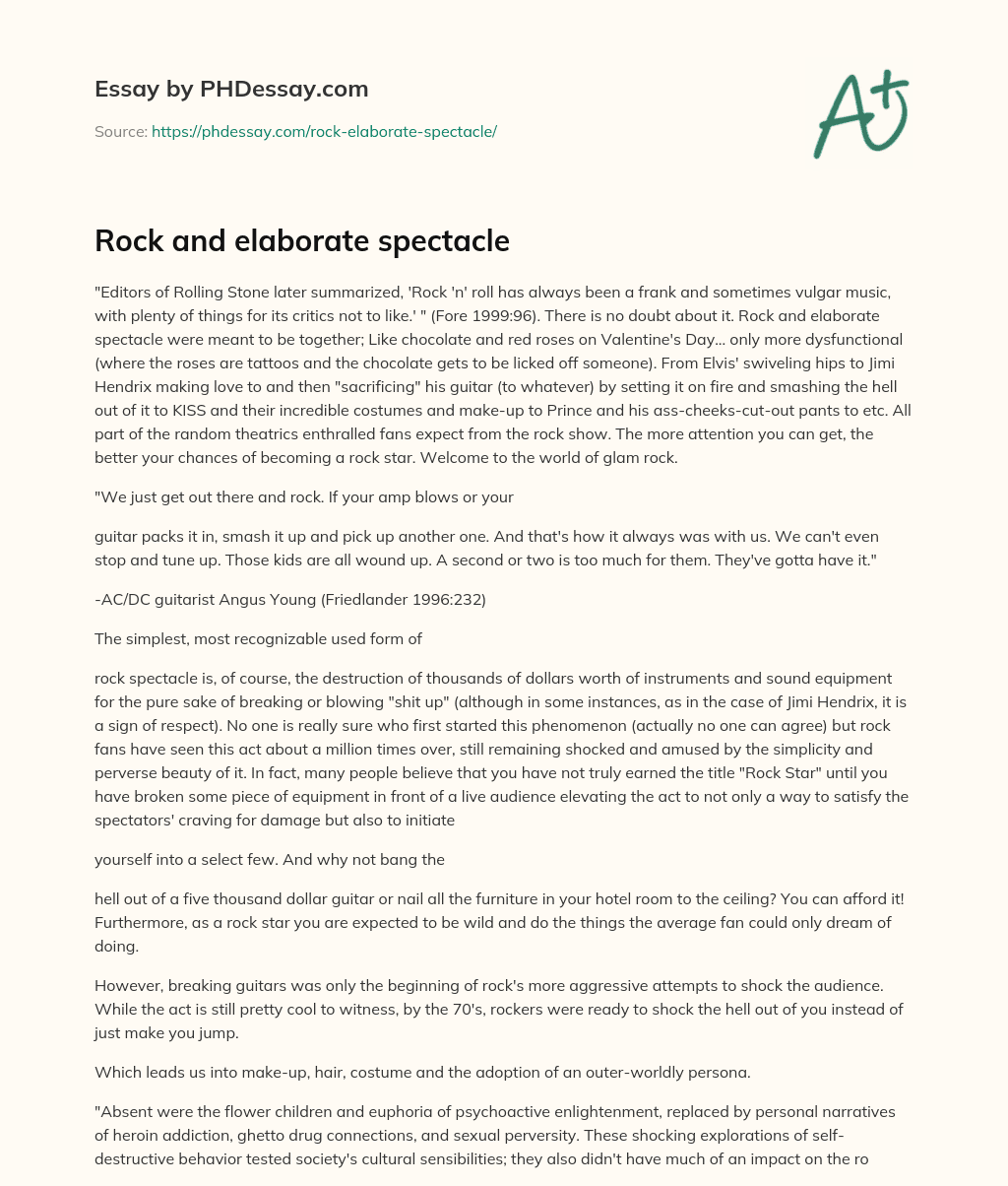 Rock and elaborate spectacle essay