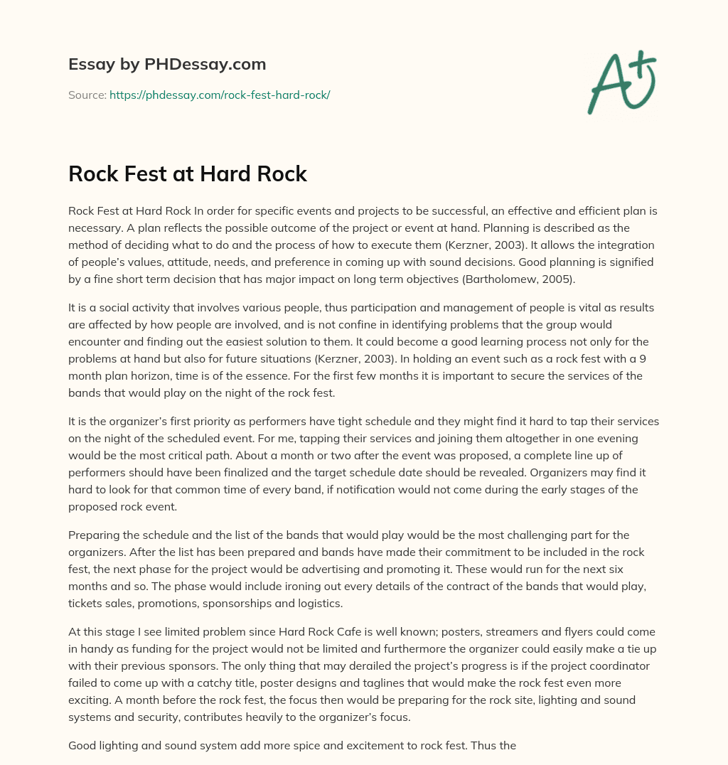 Rock Fest at Hard Rock essay