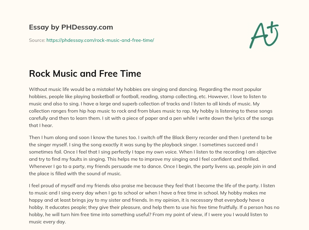 Rock Music and Free Time essay