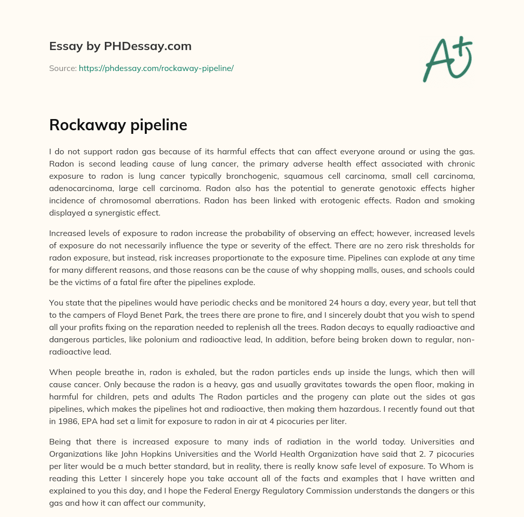 Rockaway pipeline essay